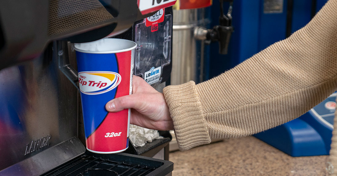 Filling up a soft drink at a Cenex Zip Trip convenience store
